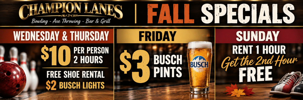 Fall specials advertisement with seasonal offers